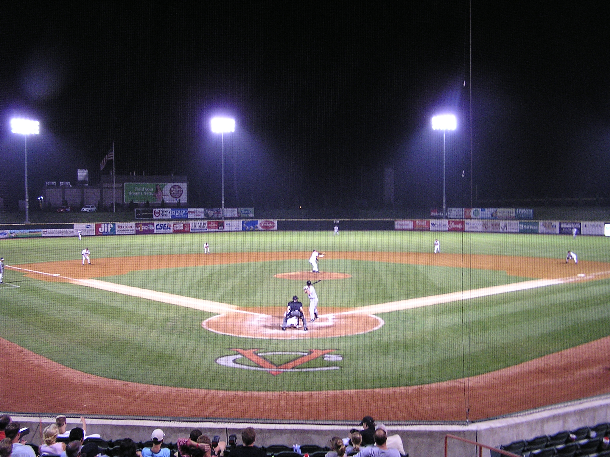 A look at the field with the lights raining down